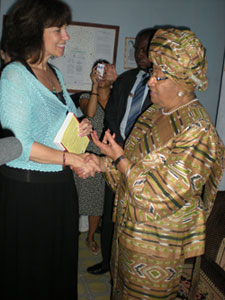 Cynthia Kersey meeting Liberian President Ellen Johnson Sirleaf